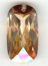 1 20x11mm Faceted Rectangle Drop Champagne Cubic Zirconia